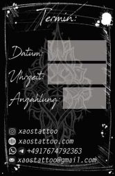 Visitenkarte - Xaos Tattoo - Rückseite